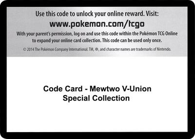 Code Card - Mewtwo V-UNION Special Collection card from SWSH07: Evolving Skies