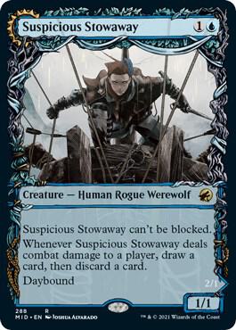 Suspicious Stowaway (Showcase) card from Innistrad: Midnight Hunt