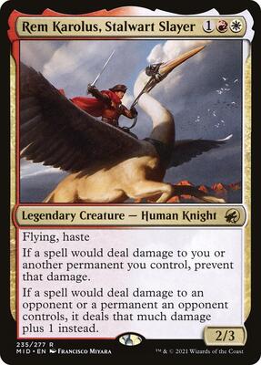 Rem Karolus, Stalwart Slayer card from Innistrad: Midnight Hunt