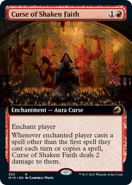 Curse of Shaken Faith (Extended Art) card from Innistrad: Midnight Hunt