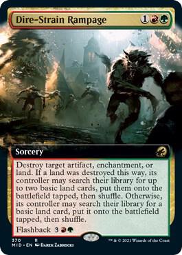 Dire-Strain Rampage (Extended Art) card from Innistrad: Midnight Hunt