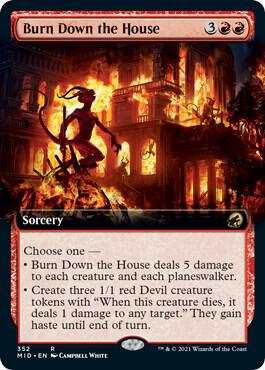 Burn Down the House (Extended Art) card from Innistrad: Midnight Hunt