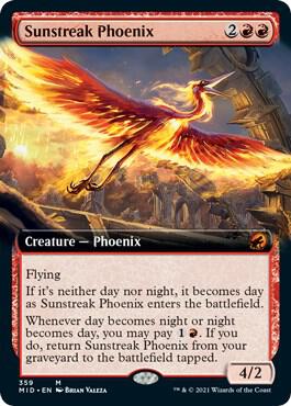 Sunstreak Phoenix (Extended Art) card from Innistrad: Midnight Hunt