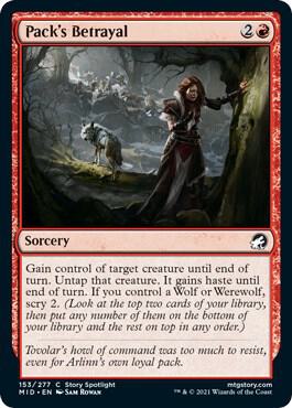 Pack's Betrayal card from Innistrad: Midnight Hunt