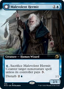Malevolent Hermit (Extended Art) card from Innistrad: Midnight Hunt