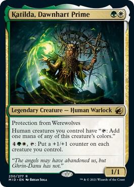 Katilda, Dawnhart Prime card from Innistrad: Midnight Hunt