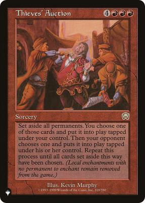 Thieves' Auction card from The List Reprints