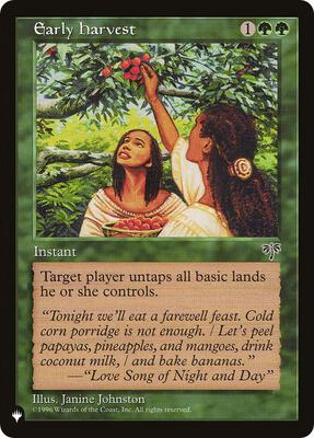Early Harvest card from The List Reprints