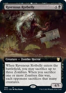 Ravenous Rotbelly (Extended Art) card from Commander: Innistrad: Midnight Hunt