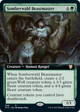 Somberwald Beastmaster (Extended Art) card from Commander: Innistrad: Midnight Hunt