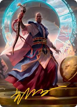 Teferi, Who Slows the Sunset Art Card (Gold-Stamped Signature) card from Art Series: Innistrad: Midnight Hunt