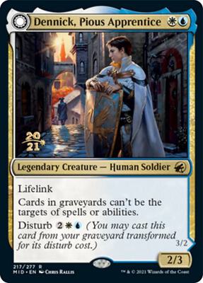 Dennick, Pious Apprentice card from Prerelease Cards