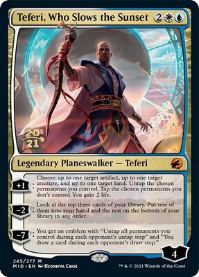 Teferi, Who Slows the Sunset card from Prerelease Cards