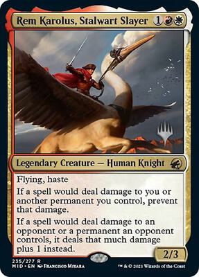 Rem Karolus, Stalwart Slayer card from Promo Pack: Innistrad: Midnight Hunt