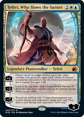 Teferi, Who Slows the Sunset card from Promo Pack: Innistrad: Midnight Hunt