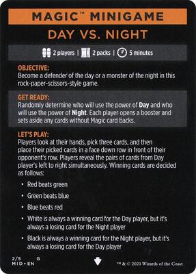 Magic Minigame: Day Vs. Night card from Innistrad: Midnight Hunt