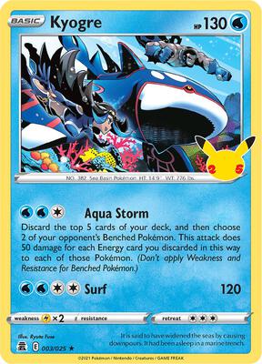 Kyogre card from Celebrations