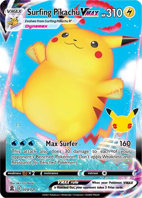 Surfing Pikachu VMAX card from Celebrations