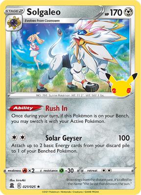 Solgaleo card from Celebrations