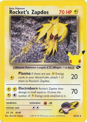 Rocket's Zapdos card from Celebrations: Classic Collection