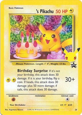 ______'s Pikachu card from Celebrations: Classic Collection