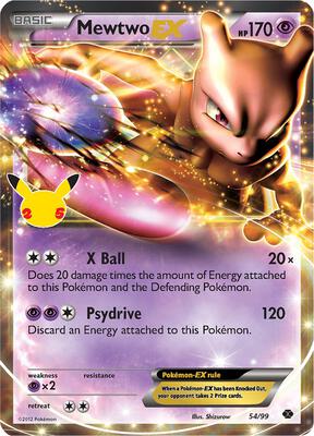 Mewtwo EX card from Celebrations: Classic Collection