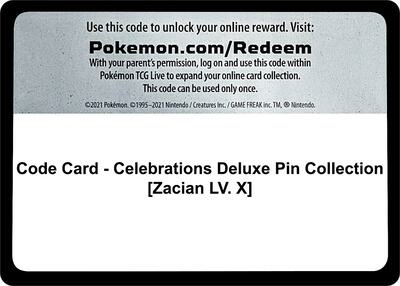 Code Card - Celebrations Deluxe Pin Collection [Zacian LV. X] card from Celebrations