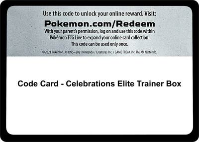 Code Card - Celebrations Elite Trainer Box card from Celebrations