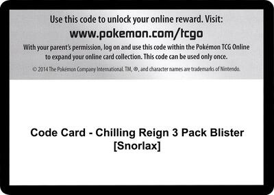 Code Card - Chilling Reign 3 Pack Blister [Snorlax] card from SWSH06: Chilling Reign