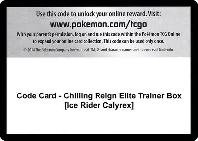 Code Card - Chilling Reign Elite Trainer Box [Ice Rider Calyrex] card from SWSH06: Chilling Reign