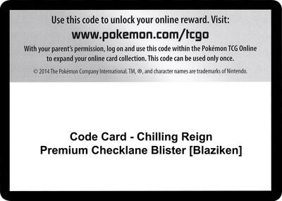 Code Card - Chilling Reign Premium Checklane Blister [Blaziken] card from SWSH06: Chilling Reign