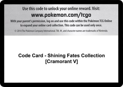 Code Card - Shining Fates Collection [Cramorant V] card from Shining Fates