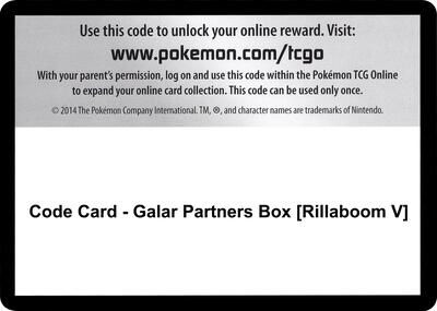 Code Card - Galar Partners Box [Rillaboom V] card from SWSH01: Sword & Shield Base Set