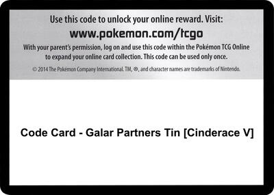 Code Card - Galar Partners Tin [Cinderace V] card from SWSH01: Sword & Shield Base Set