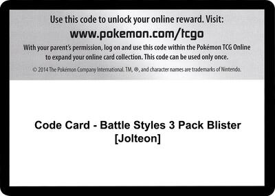 Code Card - Battle Styles 3 Pack Blister [Jolteon] card from SWSH05: Battle Styles