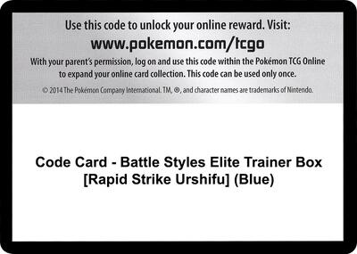 Code Card - Battle Styles Elite Trainer Box [Rapid Strike Urshifu] (Blue) card from SWSH05: Battle Styles