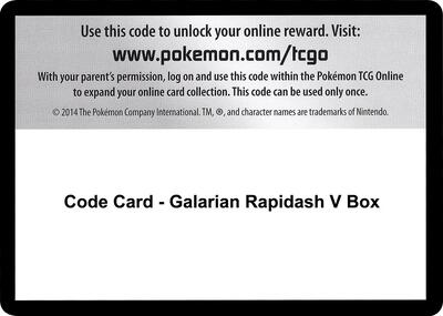 Code Card - Galarian Rapidash V Box card from SWSH05: Battle Styles