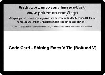 Code Card - Shining Fates V Tin [Boltund V] card from Shining Fates