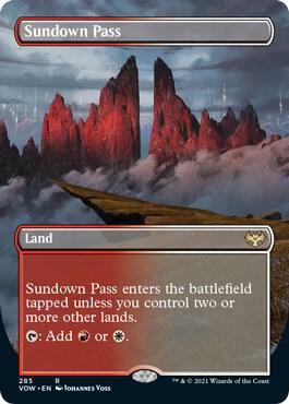 Sundown Pass (Borderless) card from Innistrad: Crimson Vow