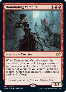 Dominating Vampire card from Innistrad: Crimson Vow