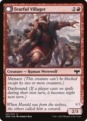 Fearful Villager card from Innistrad: Crimson Vow