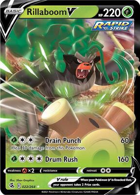 Rillaboom V card from SWSH08: Fusion Strike