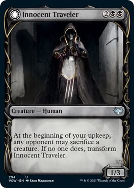 Innocent Traveler (Showcase) card from Innistrad: Crimson Vow