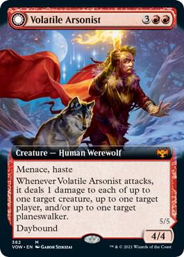 Volatile Arsonist (Extended Art) card from Innistrad: Crimson Vow