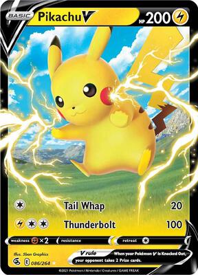 Pikachu V card from SWSH08: Fusion Strike