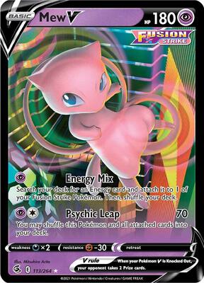 Mew V card from SWSH08: Fusion Strike