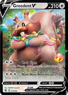 Greedent V card from SWSH08: Fusion Strike
