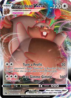 Greedent VMAX card from SWSH08: Fusion Strike