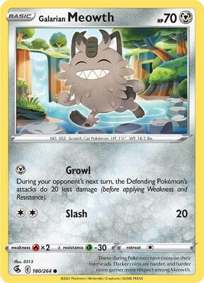 Galarian Meowth card from SWSH08: Fusion Strike