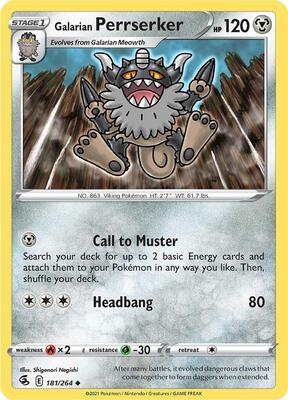 Galarian Perrserker card from SWSH08: Fusion Strike